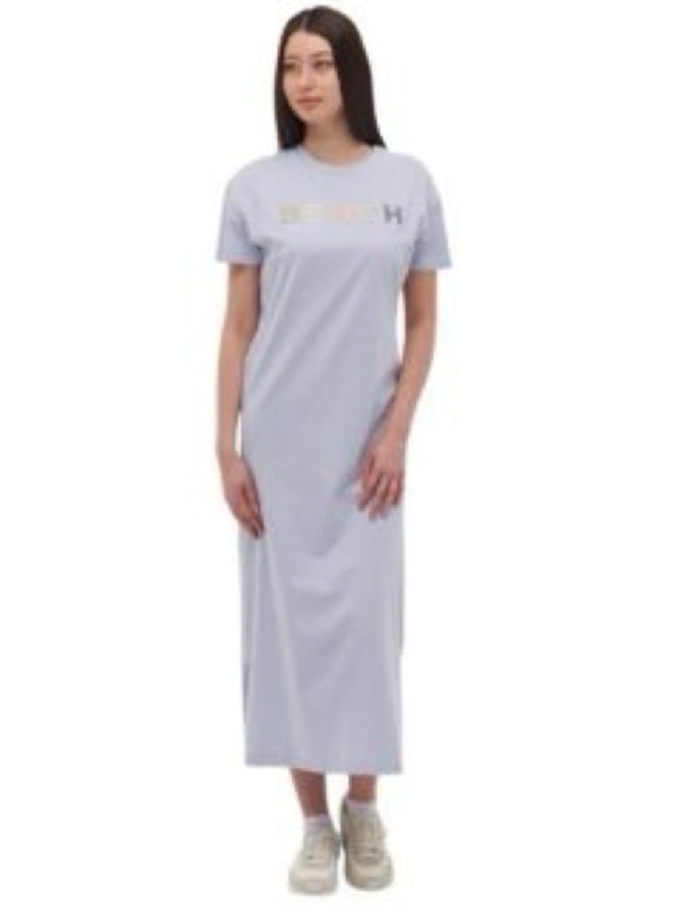 Bench DNA Women's Medium %100 Cotton Maxi Tussah Chest Logo T-Shirt Dress NWOT